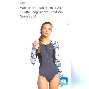 XCEL Women's L/S Dolphin Print Ocean Ramsey 1.5 mm Springsuit, s. 10